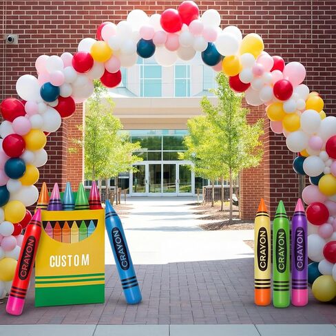 10 Pcs Inflatable Crayons Balloons with Paper Box Number Alphabet Stickers Colorful 21.7 Inch Neon Blow up Crayon Welcome Back to School Party Decorations Classroom Birthday Photo Booth Props in Kuwait