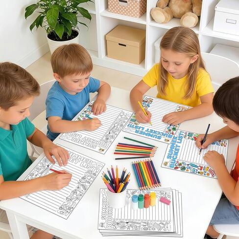 Fullhawl 48 Pcs My Summer Bucket List Coloring Poster End of School Year Gift Color Your Own Summer Bucket List Activity Poster DIY Crafts for Camp Party Supplies Home Fun Art Activities in Kuwait