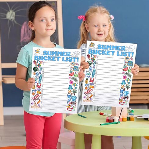 Fullhawl 48 Pcs My Summer Bucket List Coloring Poster End of School Year Gift Color Your Own Summer Bucket List Activity Poster DIY Crafts for Camp Party Supplies Home Fun Art Activities in Kuwait