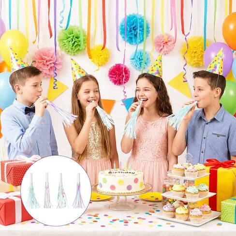 24 قطعة من صانعي الضوضاء للحفلات، منفاخات عيد الميلاد، صفارات ملونة لامعة، نفخات ملونة معدنية مهدبة من أجل لوازم عيد الميلاد in Kuwait