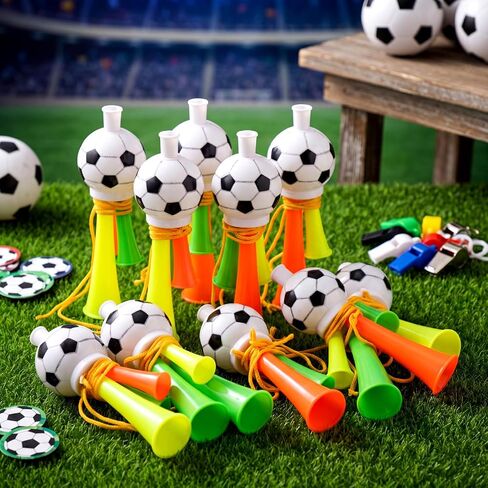 24 Pcs Loud Soccer Game Horns Stadium Air Horns with Lanyard Plastic Noise Makers for Football Multicolor Cheer Whistles Trumpets for Soccer Game Sports Events and Parties in Kuwait