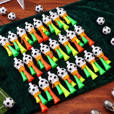 24 Pcs Loud Soccer Game Horns Stadium Air Horns with Lanyard Plastic Noise Makers for Football Multicolor Cheer Whistles Trumpets for Soccer Game Sports Events and Parties in Kuwait