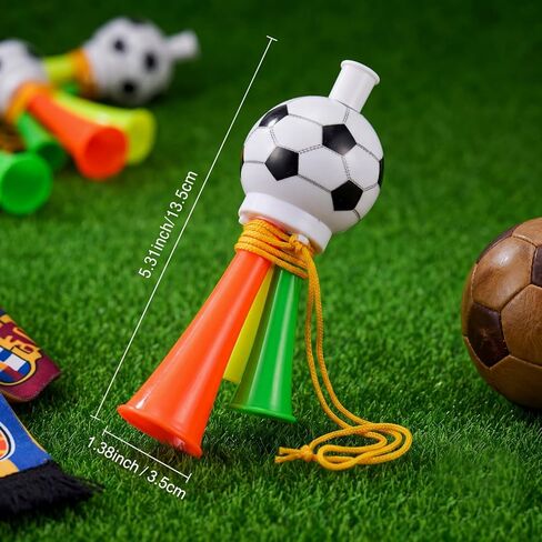 24 Pcs Loud Soccer Game Horns Stadium Air Horns with Lanyard Plastic Noise Makers for Football Multicolor Cheer Whistles Trumpets for Soccer Game Sports Events and Parties in Kuwait