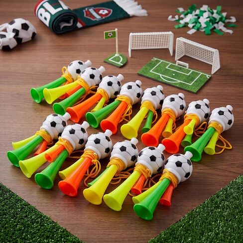 24 Pcs Loud Soccer Game Horns Stadium Air Horns with Lanyard Plastic Noise Makers for Football Multicolor Cheer Whistles Trumpets for Soccer Game Sports Events and Parties in Kuwait