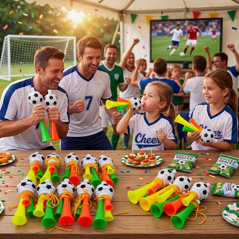 24 Pcs Loud Soccer Game Horns Stadium Air Horns with Lanyard Plastic Noise Makers for Football Multicolor Cheer Whistles Trumpets for Soccer Game Sports Events and Parties in Kuwait