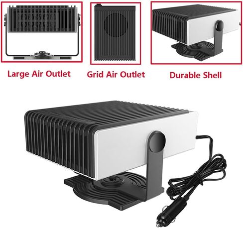 Car Defroster Defogger Heater, 12V 150W Portable Defroster and Defogger with Fast Heating and Cooling Function, 180° Adjustable Rotation and Large Area Air Outlet for Camping Traveling in Kuwait