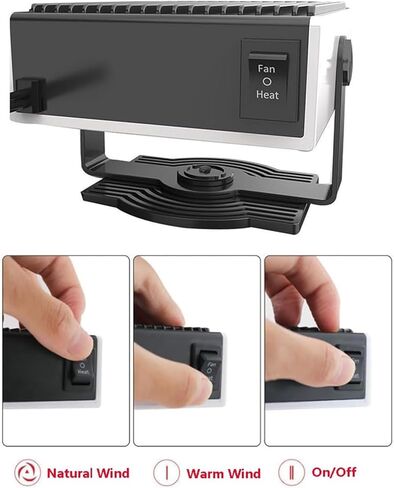 Car Defroster Defogger Heater, 12V 150W Portable Defroster and Defogger with Fast Heating and Cooling Function, 180° Adjustable Rotation and Large Area Air Outlet for Camping Traveling in Kuwait