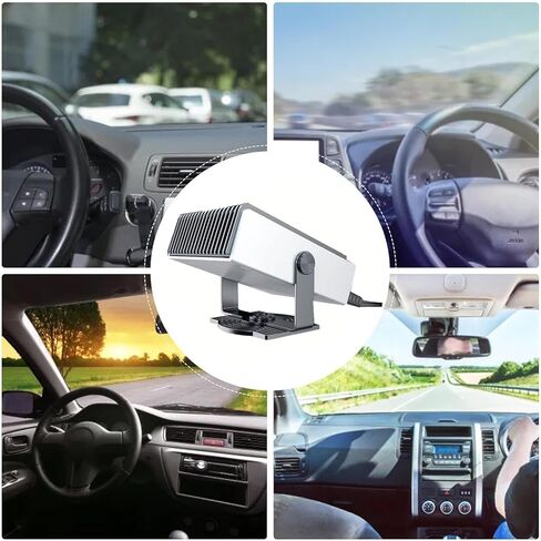 Car Defroster Defogger Heater, 12V 150W Portable Defroster and Defogger with Fast Heating and Cooling Function, 180° Adjustable Rotation and Large Area Air Outlet for Camping Traveling in Kuwait