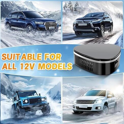 Portable Car Heater & Defroster, 12V Windshield Defogger Defroster with Suction Cup, Dual Heating & Cooling Modes and Support 360° Rotatable Design for Cars Windshield Outdoor Construction in Kuwait