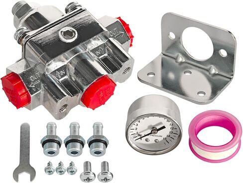 منظم ضغط الوقود 12-804 مع مقياس الوقود يناسب مكربنات Holley Edelbrock 1-4PSI قابل للتعديل 3/8in NPT 0-15PSI in Kuwait