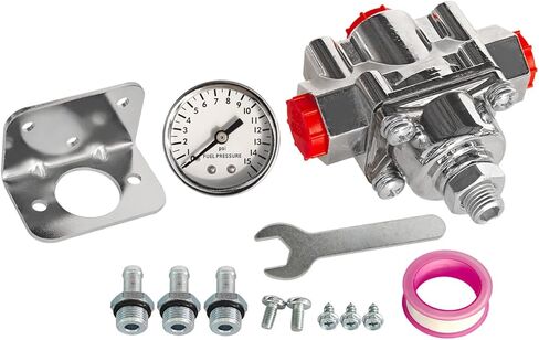منظم ضغط الوقود 12-804 مع مقياس الوقود يناسب مكربنات Holley Edelbrock 1-4PSI قابل للتعديل 3/8in NPT 0-15PSI in Kuwait