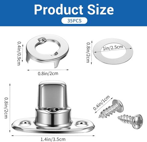 Ckhoid 35 Set Marine Grade Twist Lock Fasteners Rustproof Turn Button Eyelet, Stud & Mounting Screws, Zinc Alloy Caravans Quarter Turn Buttons for Boats, RVs & Caravans in Kuwait