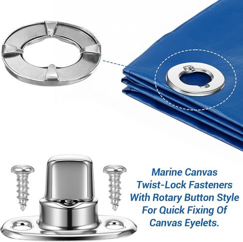Ckhoid 35 Set Marine Grade Twist Lock Fasteners Rustproof Turn Button Eyelet, Stud & Mounting Screws, Zinc Alloy Caravans Quarter Turn Buttons for Boats, RVs & Caravans in Kuwait