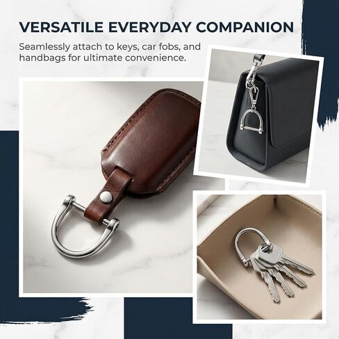 D Shape Key Ring with Screw Shackle for Car Key Leather Craft Purse Keychain Ring Horseshoe Shape 3 Pairs 3 Colors Black Silver Gold in Kuwait