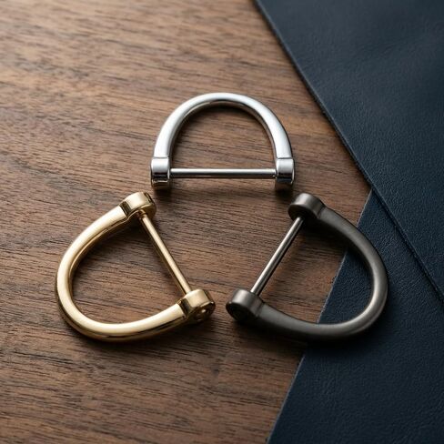 D Shape Key Ring with Screw Shackle for Car Key Leather Craft Purse Keychain Ring Horseshoe Shape 3 Pairs 3 Colors Black Silver Gold in Kuwait