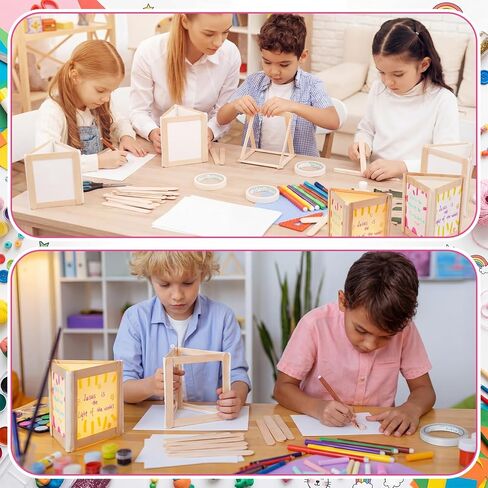 Qunclay 377 Pcs Vbs Craft Stick Lantern Craft Kits 2026 with 300 Wooden Stick 75 Parchment and 2 Double Sides Adhesive Tape Crafts and Arts Kit for Holiday Church Activities (Pack of 24) in Kuwait