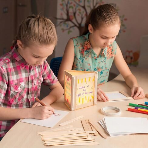 Qunclay 377 Pcs Vbs Craft Stick Lantern Craft Kits 2026 with 300 Wooden Stick 75 Parchment and 2 Double Sides Adhesive Tape Crafts and Arts Kit for Holiday Church Activities (Pack of 24) in Kuwait