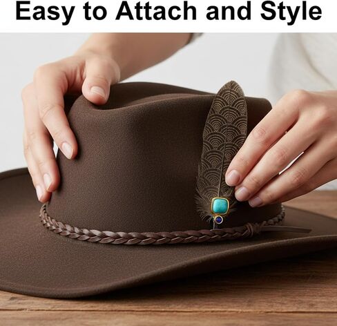 4 قطع من ريش القبعة، قبعة فيروزية متنوعة، ريش طبيعي، ريش قبعة رعاة البقر DIY Craft Fedora Cowboy Oktoberfest Trilby Hats، إكسسوارات حفلات العطلات، زخارف سهلة التركيب in Kuwait