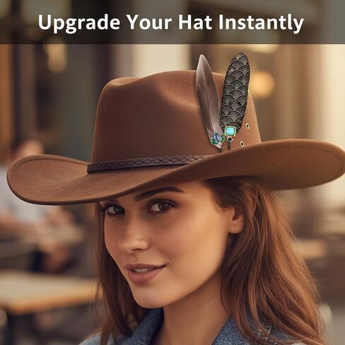 4 قطع من ريش القبعة، قبعة فيروزية متنوعة، ريش طبيعي، ريش قبعة رعاة البقر DIY Craft Fedora Cowboy Oktoberfest Trilby Hats، إكسسوارات حفلات العطلات، زخارف سهلة التركيب in Kuwait