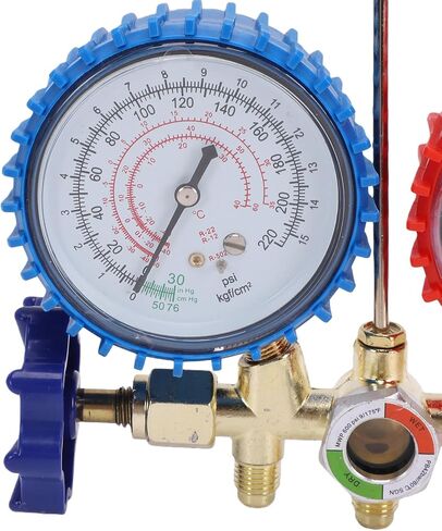 POCREATION AC Manifold Gauge Set, for R134a R22 R12 R502 Refrigerant Diagnostic Kit Dual Gauge Automotive and Home AC Diagnostic Tool in Kuwait
