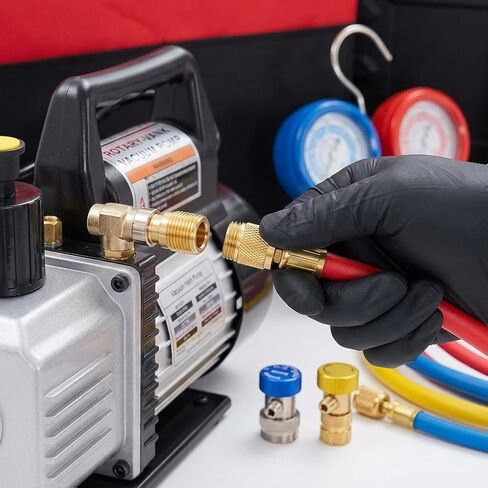 طقم مضخة تفريغ بمرحلة واحدة 4CFM مع مجموعة قياس متعددة R134a وكاشف للتسرب، مجموعة أدوات إصلاح التبريد HVAC AC المدرجة في ETL، أسود in Kuwait
