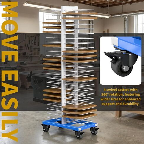 50-Tier Paint Drying Rack with 4 Locking Casters, Heavy-Duty Movable Cabinet Door Spray Painting & Drying System, Spider Paint Line Stack Rack for Cabinet Doors, Panels & Artwork in Kuwait