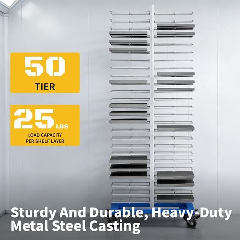 50-Tier Paint Drying Rack with 4 Locking Casters, Heavy-Duty Movable Cabinet Door Spray Painting & Drying System, Spider Paint Line Stack Rack for Cabinet Doors, Panels & Artwork in Kuwait