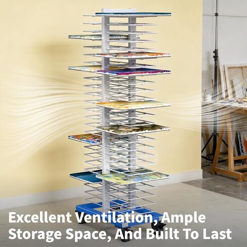 50-Tier Paint Drying Rack with 4 Locking Casters, Heavy-Duty Movable Cabinet Door Spray Painting & Drying System, Spider Paint Line Stack Rack for Cabinet Doors, Panels & Artwork in Kuwait