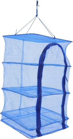 YIYIBYUS 4-Layer Drying Net Holder, Folding Fish Drying Net Mesh Hanging Food Drying Rack with Zipper in Kuwait