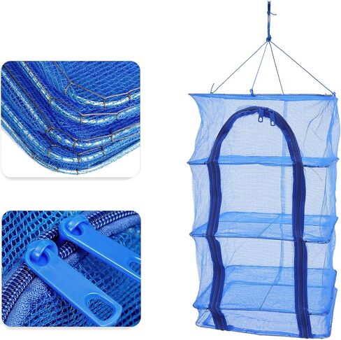YIYIBYUS 4-Layer Drying Net Holder, Folding Fish Drying Net Mesh Hanging Food Drying Rack with Zipper in Kuwait