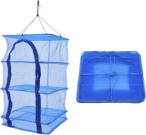 YIYIBYUS 4-Layer Drying Net Holder, Folding Fish Drying Net Mesh Hanging Food Drying Rack with Zipper in Kuwait