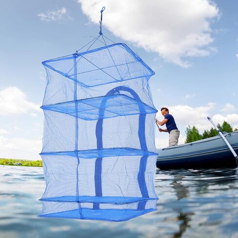 YIYIBYUS 4-Layer Drying Net Holder, Folding Fish Drying Net Mesh Hanging Food Drying Rack with Zipper in Kuwait