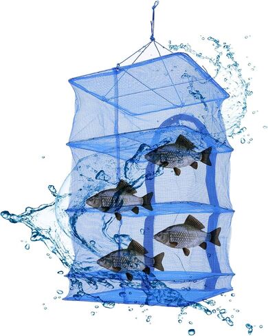 YIYIBYUS 4-Layer Drying Net Holder, Folding Fish Drying Net Mesh Hanging Food Drying Rack with Zipper in Kuwait