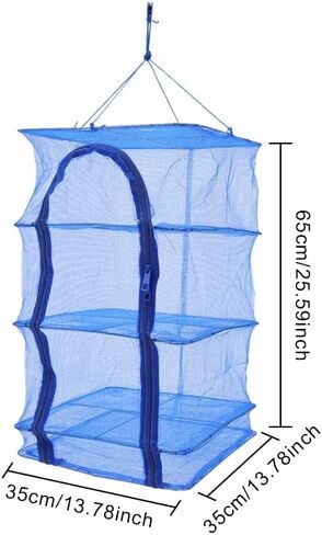 YIYIBYUS 4-Layer Drying Net Holder, Folding Fish Drying Net Mesh Hanging Food Drying Rack with Zipper in Kuwait