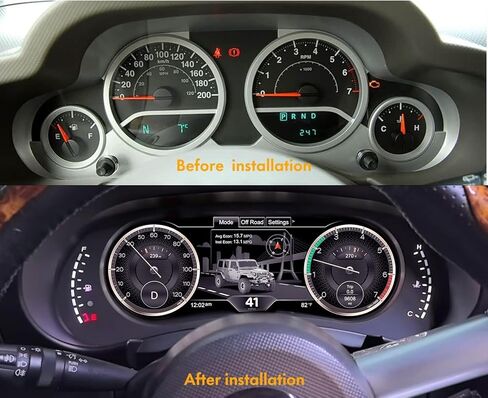 12.3’’digital instrument cluster Compatible with Jeep Wrangler JK 2007-2010 dashboard speedometer tachometer, Plug & Play in Kuwait