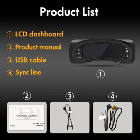 12.3’’digital instrument cluster Compatible with Jeep Wrangler JK 2007-2010 dashboard speedometer tachometer, Plug & Play in Kuwait