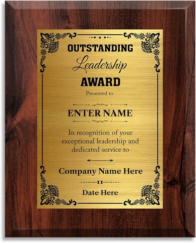 Custom Plaque for Outstanding Leaders - Personalized Leadership Gifts for Boss, Managers, Executives, Mentors - Leadership Award Plaque for Men and Women (Leadership 5, 6" x 8") in Kuwait