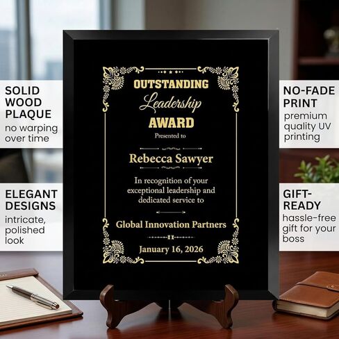 Custom Plaque for Outstanding Leaders - Personalized Leadership Gifts for Boss, Managers, Executives, Mentors - Leadership Award Plaque for Men and Women (Leadership 5, 6" x 8") in Kuwait