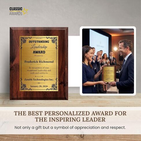 Custom Plaque for Outstanding Leaders - Personalized Leadership Gifts for Boss, Managers, Executives, Mentors - Leadership Award Plaque for Men and Women (Leadership 5, 6" x 8") in Kuwait