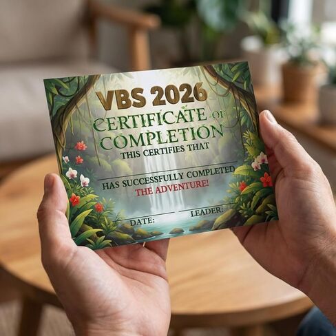 100 حزمة من Eaasty موضوع الغابات المطيرة VBS شهادة الإنجاز 4.75 × 5.75 بوصة موضوع الغابات المطيرة 2026 جائزة مدرسة الكتاب المقدس للإجازة، شهادات الإنجاز الورقية، طباعة من جانب واحد in Kuwait