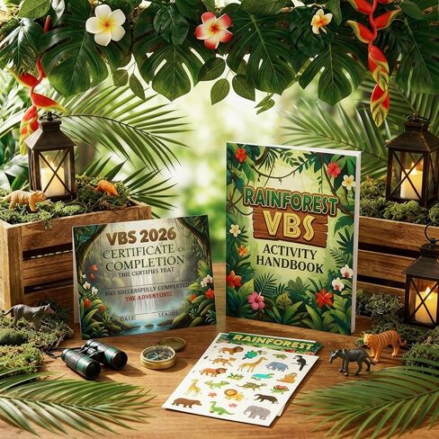 100 حزمة من Eaasty موضوع الغابات المطيرة VBS شهادة الإنجاز 4.75 × 5.75 بوصة موضوع الغابات المطيرة 2026 جائزة مدرسة الكتاب المقدس للإجازة، شهادات الإنجاز الورقية، طباعة من جانب واحد in Kuwait