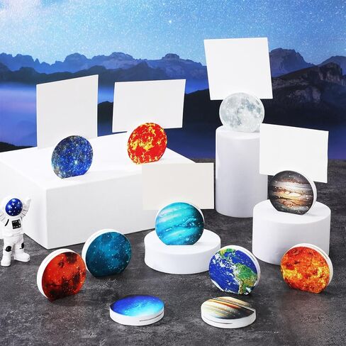 Marspark 11 Pcs Planet Memo Clips Space Party Favors Wooden Photo Table Number Card Holders Solar System Table Centerpiece Name Note Stand Clips Planet Decorations for Galaxy Birthday Party in Kuwait