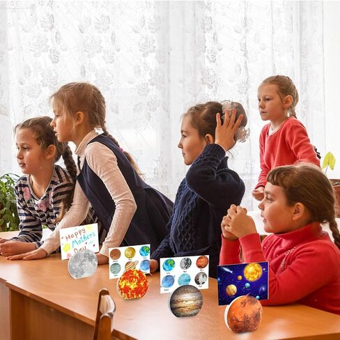 Marspark 11 Pcs Planet Memo Clips Space Party Favors Wooden Photo Table Number Card Holders Solar System Table Centerpiece Name Note Stand Clips Planet Decorations for Galaxy Birthday Party in Kuwait