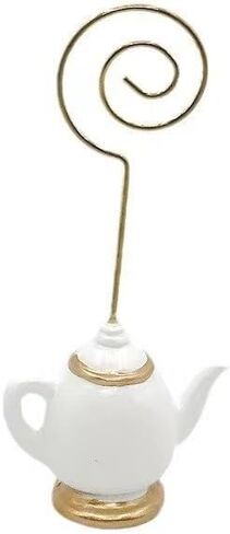 10 Pcs, Teapot,Table Card Holder，Place Card Holders, Table Number Holder，Photo Holders, Party Favors, Wedding Decorations (WHITE and GOLDEN) in Kuwait