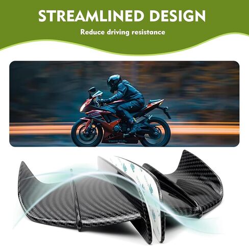 2 PCS Motorcycle Fairing Wings, Waterproof ABS Motorcycle Spoiler, Self-adhesive Aerodynamic Wing, Universal Motorcycles Winglet Modification Parts for Motorbikes Scooters (Carbon Fiber) in Kuwait
