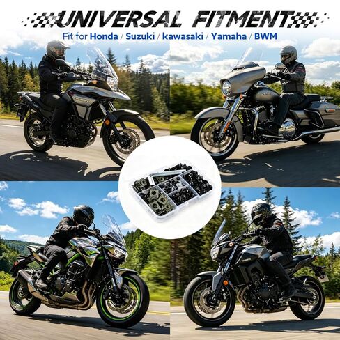 195PCS Motorcycle Fairing Bolt Kits, 304 Stainless Steel M5 M6 Motorcycle Windscreen Screws Black Fasteners Fairing Bolts Nut Clips Kit for Kawasaki Suzuki GSXR Honda Ducati Yamaha BMW (195) in Kuwait