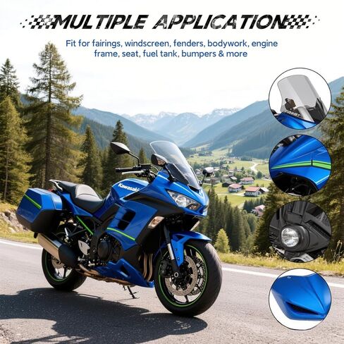 195PCS Motorcycle Fairing Bolt Kits, 304 Stainless Steel M5 M6 Motorcycle Windscreen Screws Black Fasteners Fairing Bolts Nut Clips Kit for Kawasaki Suzuki GSXR Honda Ducati Yamaha BMW (195) in Kuwait