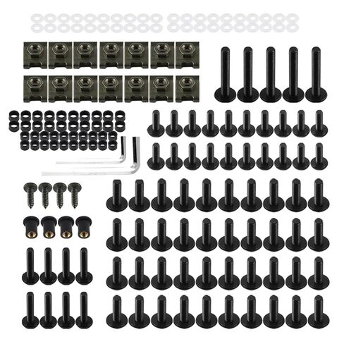 177 PCS Motorcycle Fairing Bolt Kit, M5 M6 Stainless Steel Windscreen Screws, Windshields Fasteners Clips, Universal Fairing Bolts Nut Clips Kit for Most Motorcycles (Black) in Kuwait