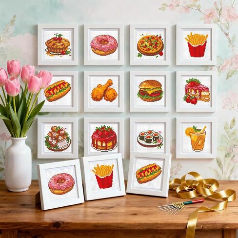 Zhenqing Western Food 12 Elements Printed Cross Stitch Kit - 11CT 36x52cm with Threads, Needle & Pattern, No Hoop Needed for Beginners (70290) in Kuwait