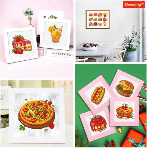Zhenqing Western Food 12 Elements Printed Cross Stitch Kit - 11CT 36x52cm with Threads, Needle & Pattern, No Hoop Needed for Beginners (70290) in Kuwait